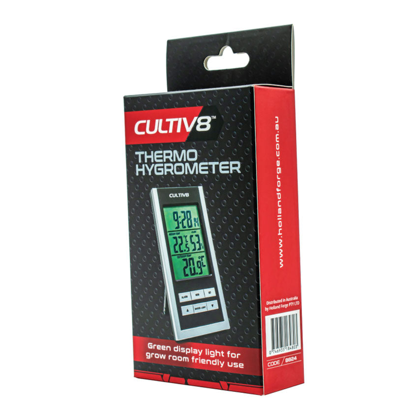 THERMOMETER / HYGROMETER + CLOCK IN / OUTDOOR (CULTIV8) image 1