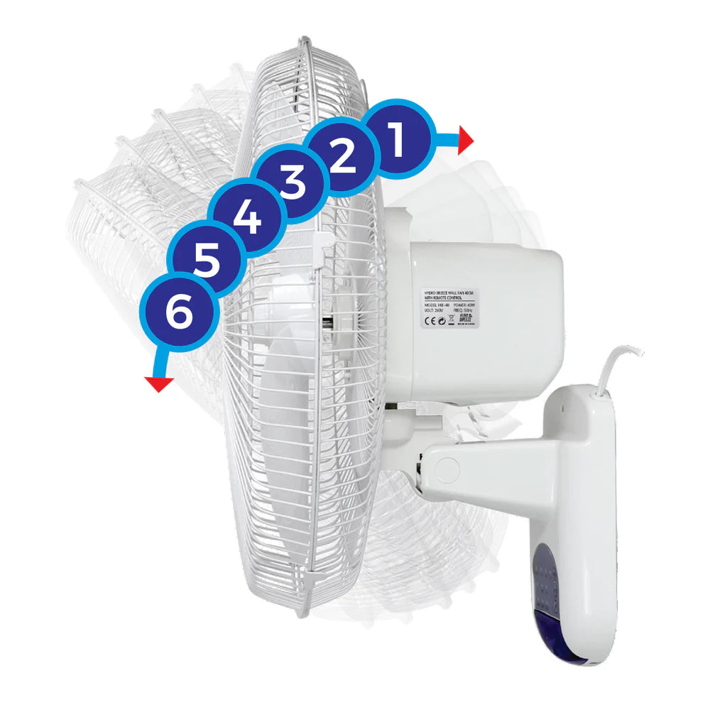 Hydro Breeze V2 Oscillating Wall Fan 40cm