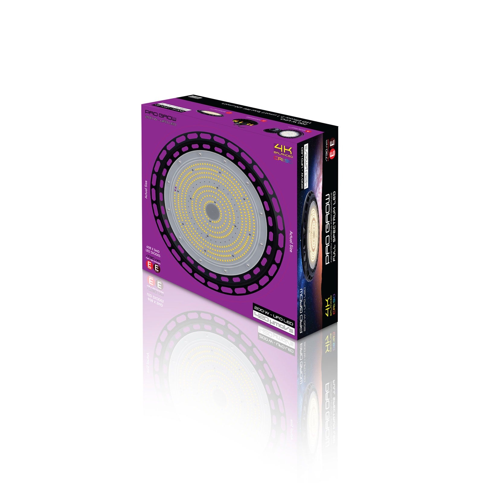 PRO GROW LED 200 W UFO with 0-10 V Dimmer & ext cord 200 W